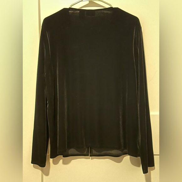 Vintage 90’s George Black Floral Velvet Layered Long Sleeve Cardigan Top - Picture 5 of 10